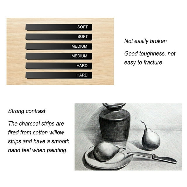 pitrice 18pcs Graphite Sticks Charcoal Sticks Drawing Pencils Set Compressed Graphite for DIY Crafts Sketching Artists