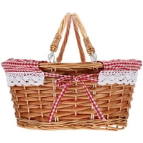 Delicioc Multi-function Woven Basket Lightweight Woven Basket Fruit Storage Basket Picnic Handheld Basket