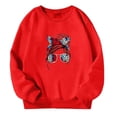 thumbnail image 3 of GDREDA Sweat à Capuche pour Filles Automne et Hiver Imprimé Lettre Col Rond Manches Longues (Rouge, 3-4 Ans), 3 of 6