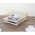 thumbnail image 5 of Letter Tray, Stackable, Copper, 2 Pieces Gold, 5 of 5