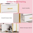 thumbnail image 6 of White and Gold Salon Rolling Cart with Wheels, Mobile Beauty Trolley with 2 Drawers, Salon Station with Storage Cabinet for Hair Stylist, Rolling Beauty Station for Barbershop, Spa & Tattoo, 6 of 7
