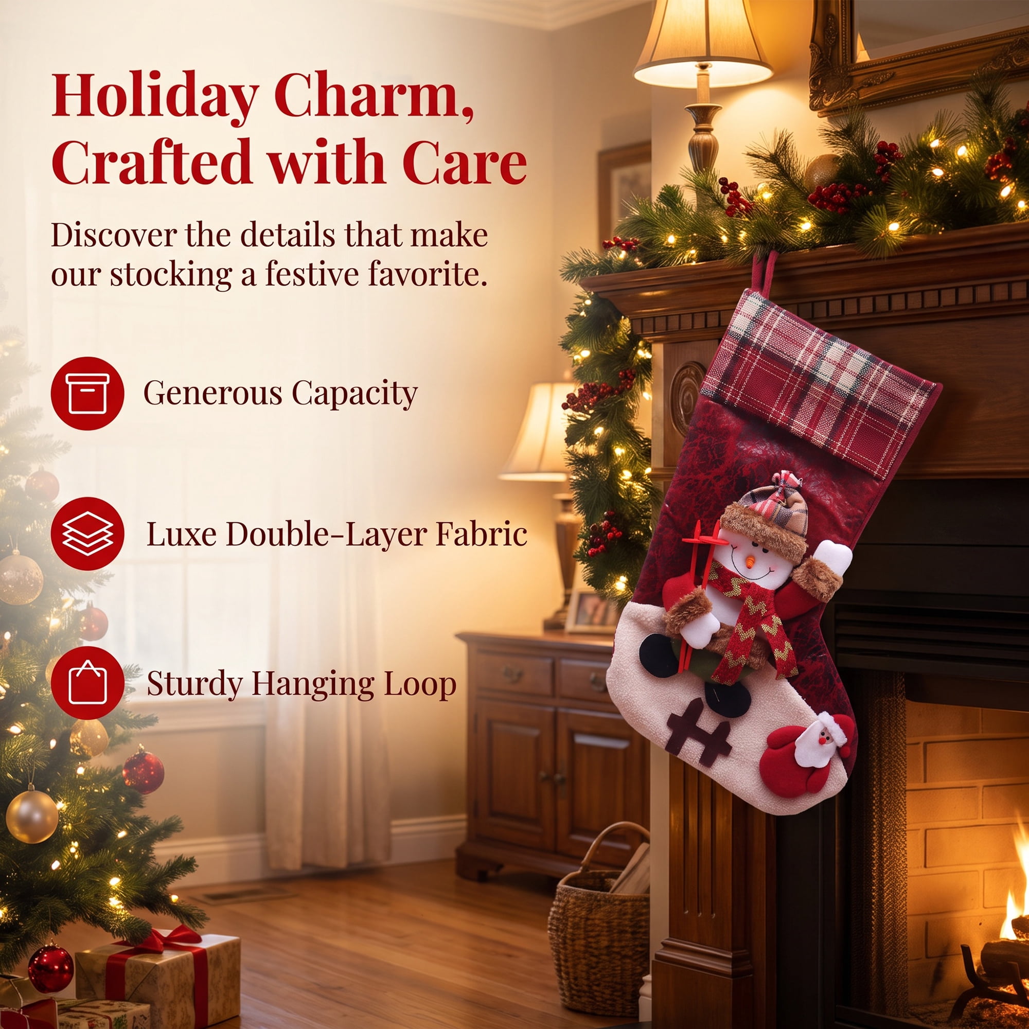 Unique Bargains Adorable Mascot Christmas Stockings Cozy Winter Living Accents Red Snowman 18"