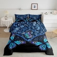 thumbnail image 3 of Feelyou Dreamy Blue Butterfly Bedding Comforter Set, Western Bohemian Paisley Twin Comforter Sets, Vintage Damask Flower Reversible Bedding Set, Breathable Home Decor, 2-Piece, 3 of 9