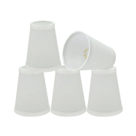 Aspen Creative 32662-5 Small Hardback Empire Shape Chandelier Clip-On Lamp Shade Set (5 Pack), Transitional Design in White, 4" bottom width (2 1/2" x 4" x 5" )
