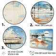 thumbnail image 3 of Designart "Contemporary Watercolor Horizon With A Pier I" Coastal Pier Floater Framed Canvas Wall Art, 3 of 5