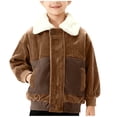 thumbnail image 4 of Zpanxa Kids Corduroy Sherpa Collar Jacket Boys Patchwork Button Up Warm Winter Bomber CoatKhaki 2 Years, 4 of 7