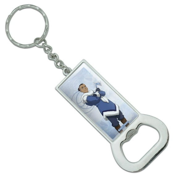 Avatar the Last Airbender Sokka Keychain Rectangle Chrome Plated Metal Bottle Cap Opener