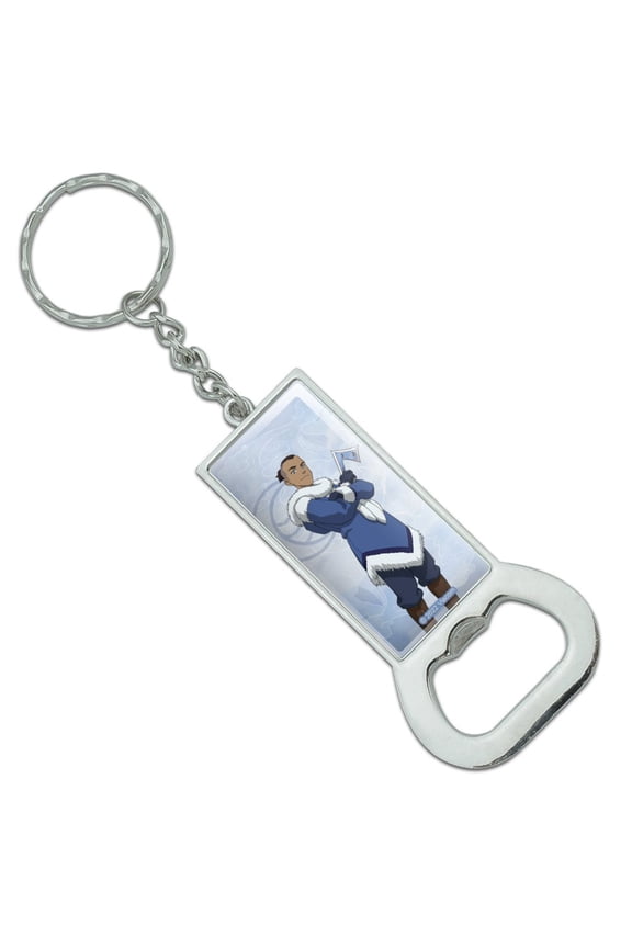 Avatar the Last Airbender Sokka Keychain Rectangle Chrome Plated Metal Bottle Cap Opener