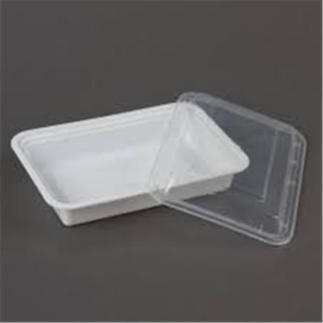 28 oz White Plastic Container with Translucent Lid, 3 Per Pack & Pack