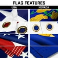 thumbnail image 3 of G128 Combo Pack: 25 Ft Telescoping Aluminum Flagpole (Silver) & American and Nevada Flags 3x5 Ft, Both ToughWeave Series Embroidered Polyester | Pole with Flags Included, 3 of 9