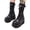 Black, variant on Goth Punk Platform Mid Calf Boots for Women's Chunky High Heel Booties Round Toe Combat Boot Womens Lace Up Motorcycle Wedges Boots (5.5, Black)