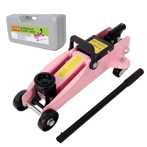 1.5 Ton Low Profile Hydraulic Trolle,Steel Racing Floor Jack,Lifting Range 5"-11.8", with Plastic Case,Pink Color
