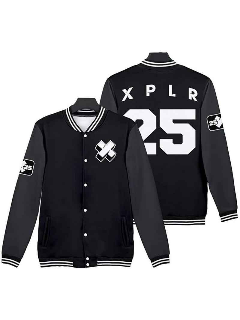 XPLR Maroon Letterman Jackets Merch Print Buttons Jackets Sam and Colby  Tracksuits Men Women's Sweatshirt 3D Clothes