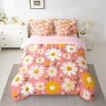 thumbnail image 2 of Feelyou Orange Groovy Flower Bedding Comforter Set 7 Pieces for Teens, Kawaii Daisy Floral Full Bedding Set, Plant Botanical Reversible Fitted Sheet Flat Sheet, Breathable Home Decor, 2 of 8