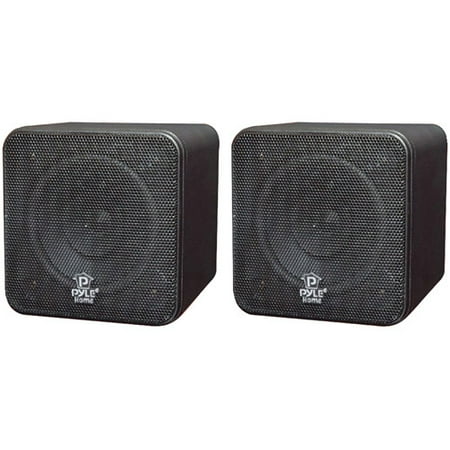 Pyle Home PCB4BK 4" 200W Mini-Cube Bookshelf Speakers, Black