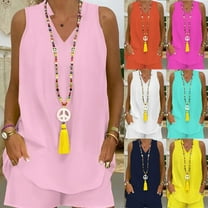 Feancey Shorts Sets for Women Loose Fit Lounge 2 Piece Set Summer Sleeveless V Neck Tank Tops and Short Pant Casual Outfits with Pockets Light Blue M