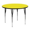 Flash Furniture Wren 48'' Round Yellow HP Laminate Activity Table - Standard Height Adjustable Legs