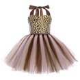 thumbnail image 3 of IBTOM CASTLE Prinecss Jungle Animal Costume for Girls Giraffe Tiger Tutu Birthday Christmas Halloween Dress up Outfits with Headband Tails 3-4 Years Brown Leopard, 3 of 8