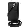 thumbnail image 1 of Monedero bandolera de piel con forma de cartera para teléfono BULL GUARD, color negro, 1 of 6