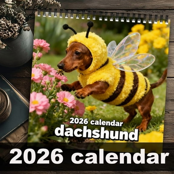 2026 Wall Calendar with Cute Dachshund Theme,12-Month Planner for Dog Lovers,Full-Color Photos For Each Month,Monthly Layout with Ruled Blocks,Holiday Markings,Perfect for Home,Office,Gift Giving