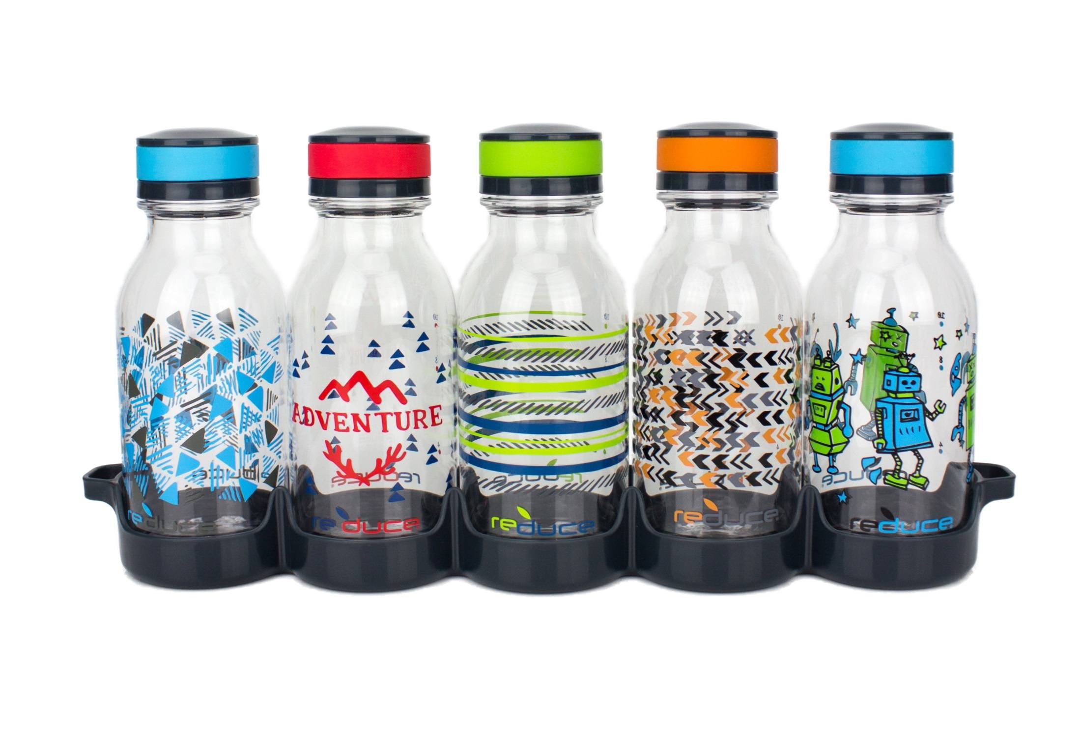 Reduce WaterWeek Reusable Water Bottles, 16oz Classic Style – Includes 5  Refillable Water Bottles Plus Bonus Fridge Tray For Your Water Bottle Set –