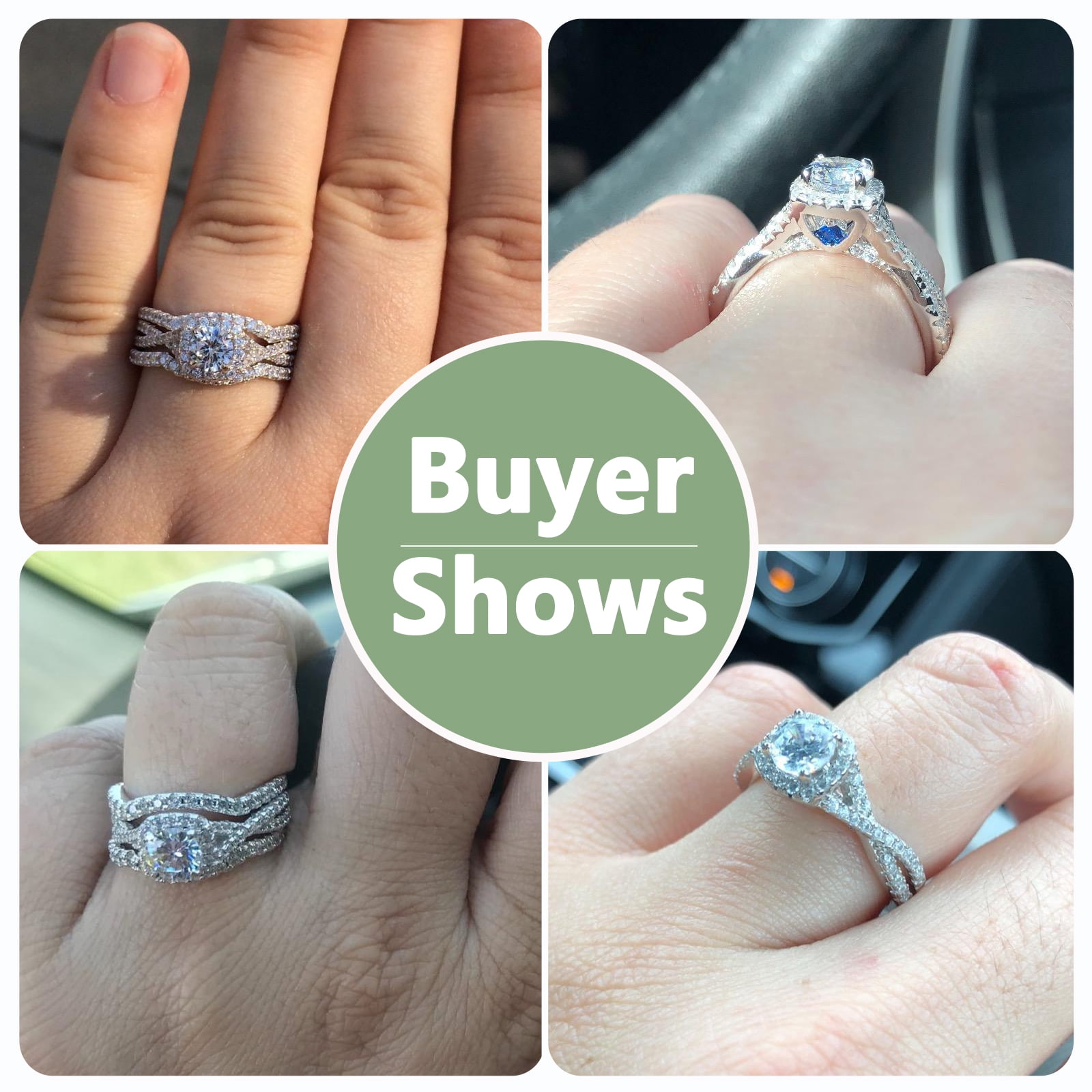 Newshe Engagement Wedding Ring Setss for Women 925 Sterling Silver 3pcs Round White AAAAA Cz Size 8