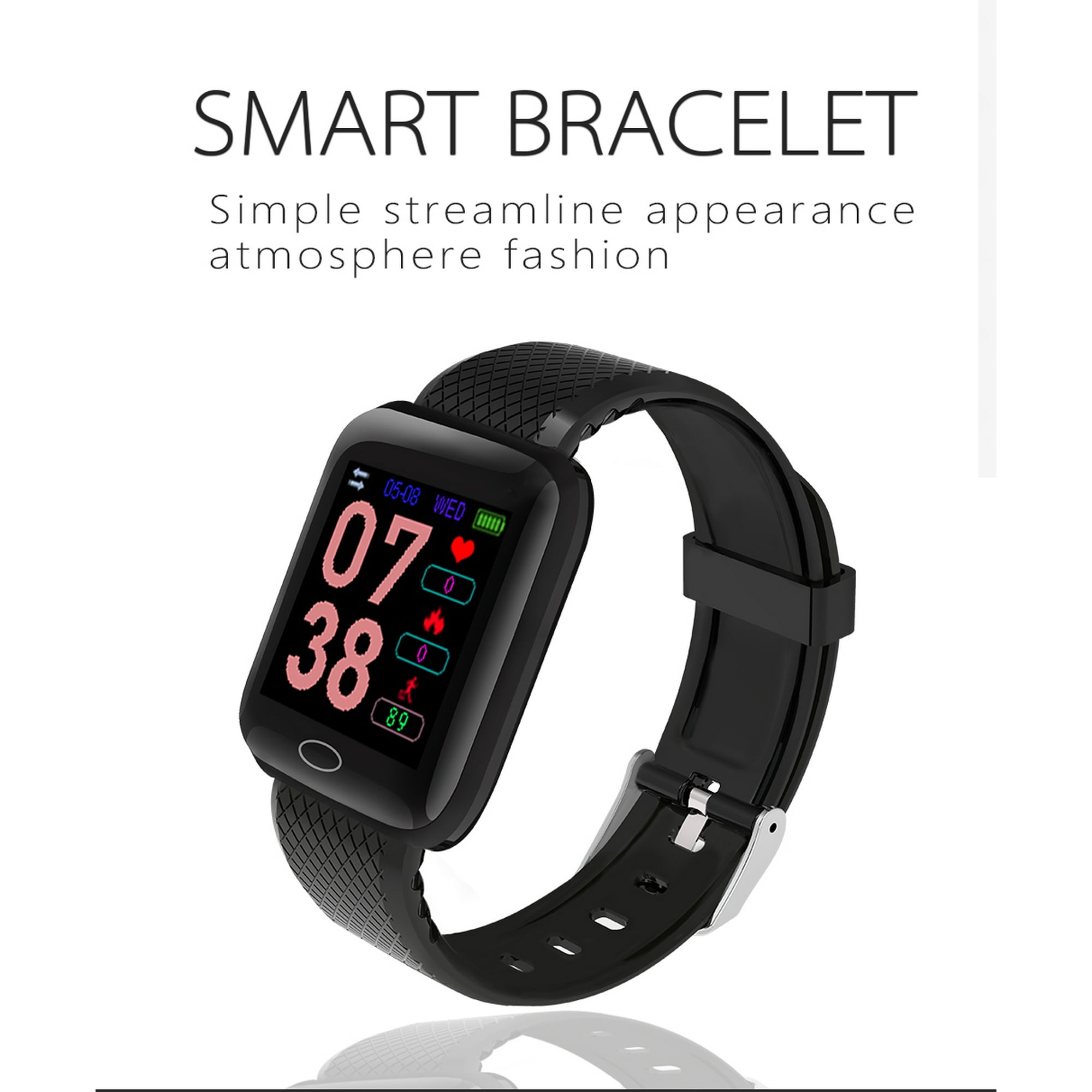 Veecome D13 Smart Bracelet Step Heart Rate Blood Pressure Sleep Alarm Clock Usb Charge Color Screen Smart Bracelet Blue