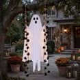 thumbnail image 6 of Halloween Outdoor Hanging Decorations with Remote-Controlled Led Ghost Swing, Scary Halloween Decorations Outdoor for Yard Porch, Spooky Ghost Decor with Black Maple Leaves for, 6 of 8