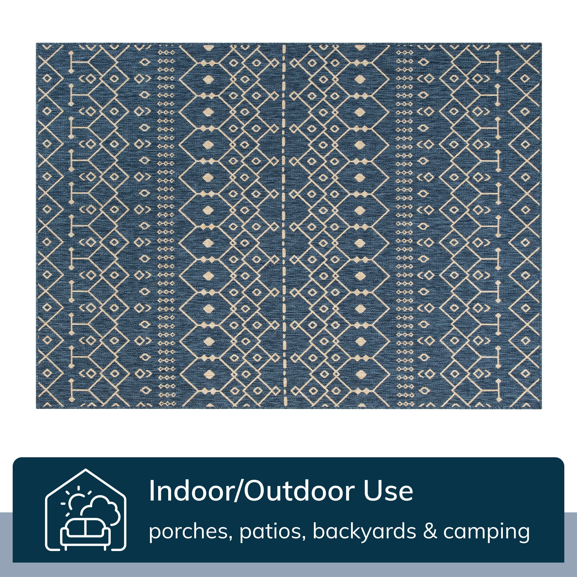 Well Woven Medusa Nord 3' x 5' Blue Moroccan Tribal Outdoor Rug