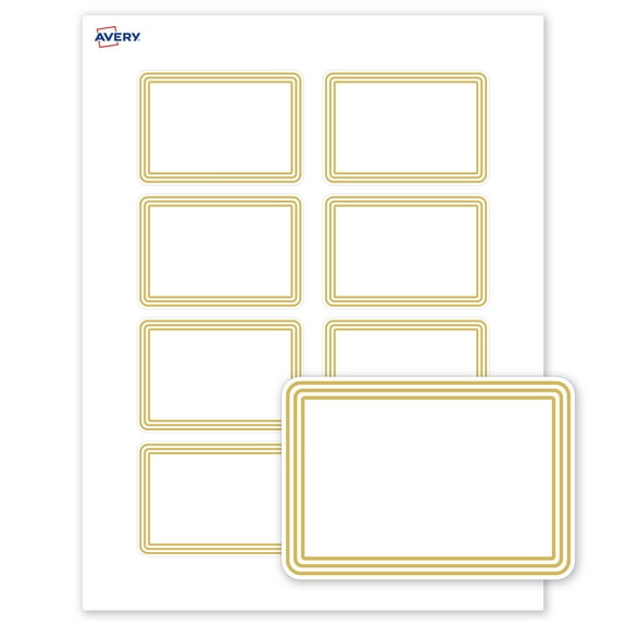 Avery Name Tags, 2-1/3" x 3-3/8", Multi-Lined Gold Border, 80ct
