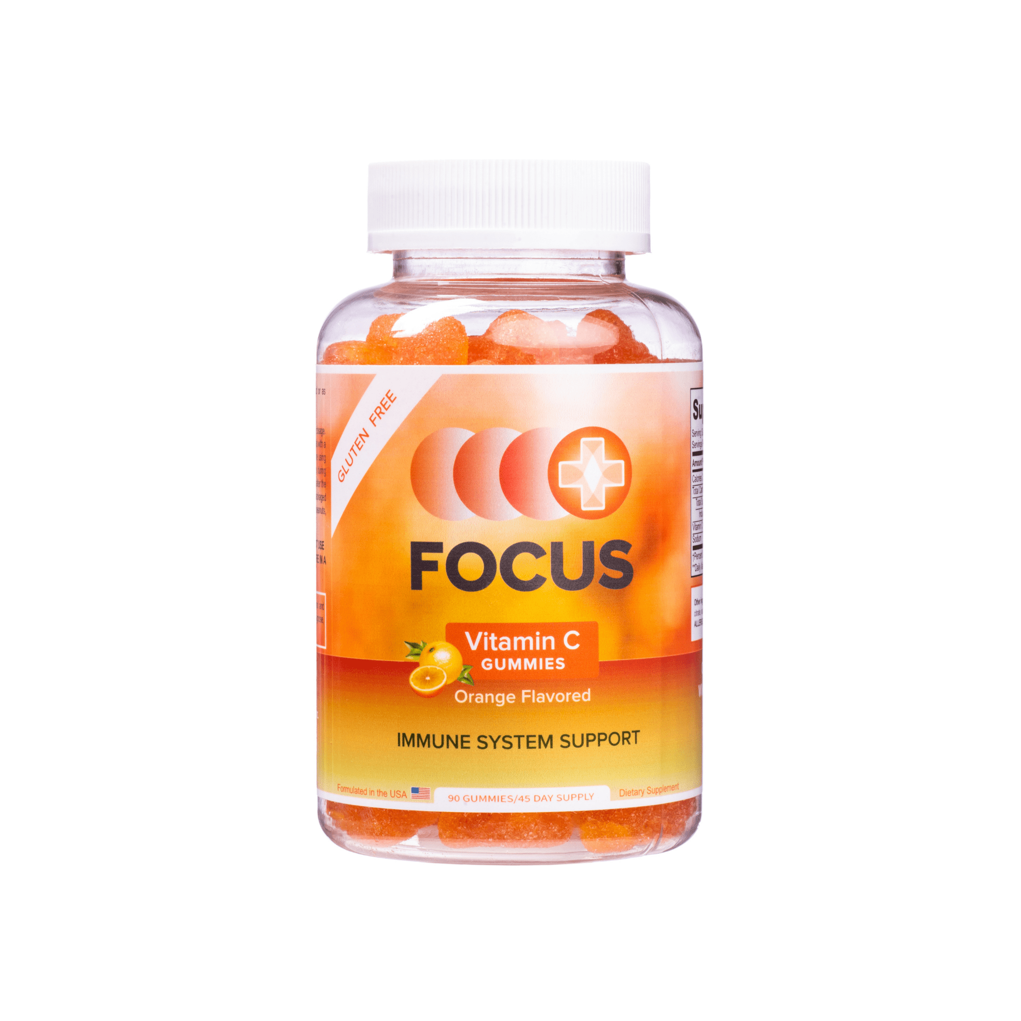 Focus Vitamins Vitamin C Gummies | Immune System Support | Orange Flavor | Vitamin C | 90 Count