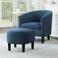 thumbnail image 2 of Pemberly Row Modern Accent Chair with Ottoman in Blue Fabric, 2 of 11