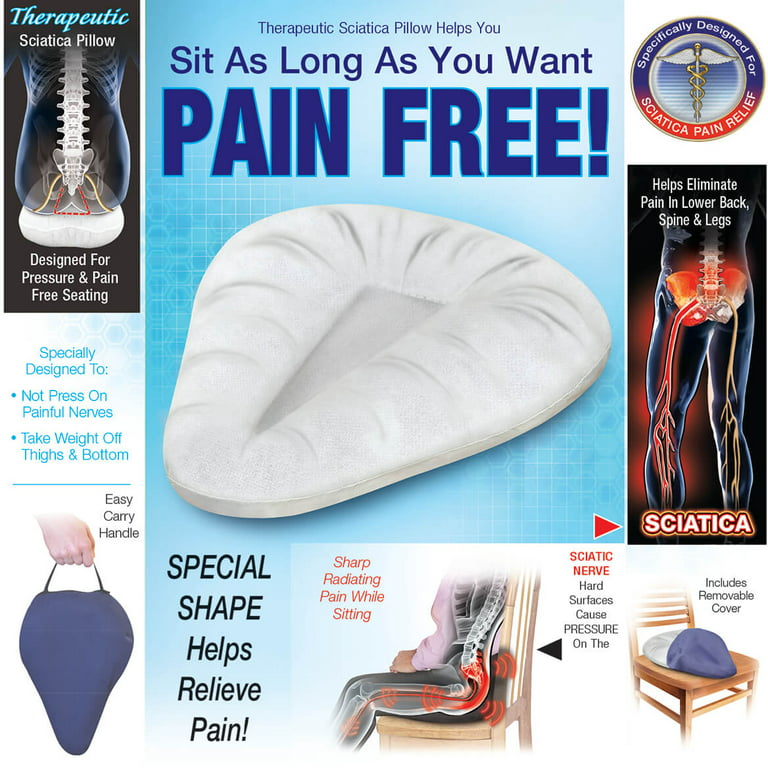 PILLOWS WITH A PURPOSE Sciatica Nerve Pain Relief Pillow Hypoallergenic  Saddle Shaped Cushion with Cover
