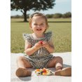 thumbnail image 4 of BemeyourBBs Infant Baby Girls Summer Clothes Plaid Gingham 2 Pieces Smocked Outfit Fly Short Sleeve Camisole Tank Vest Top with Elastic Waist Shorts Set, 4 of 9