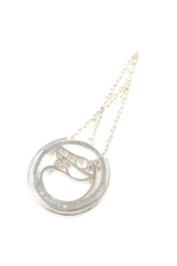 Pre-Owned HERMES Cheval Charm, Metal Horse Motif, Round Keychain/Bag Silver, for Men... (Good)