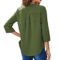 thumbnail image 3 of Blusa Cremallera Volantes Espalda Estampado de puntos Manga tres cuartos Cuello redondo Tops de moda para mujer, 3 of 5