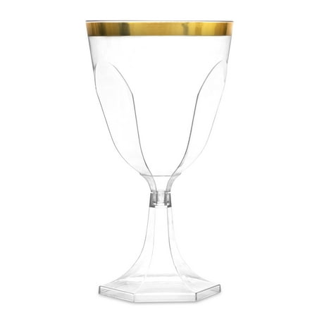 Gold Rim 12 Oz. Plastic Wine Goblets,Pack of 6 EA