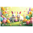 thumbnail image 1 of Cute Cartoon Rabbit Floral Decoration Spring Theme Backdrop Banner Birthday Party Supplies Photography Props Easter Wall Hanging Backdrop, 1 of 4