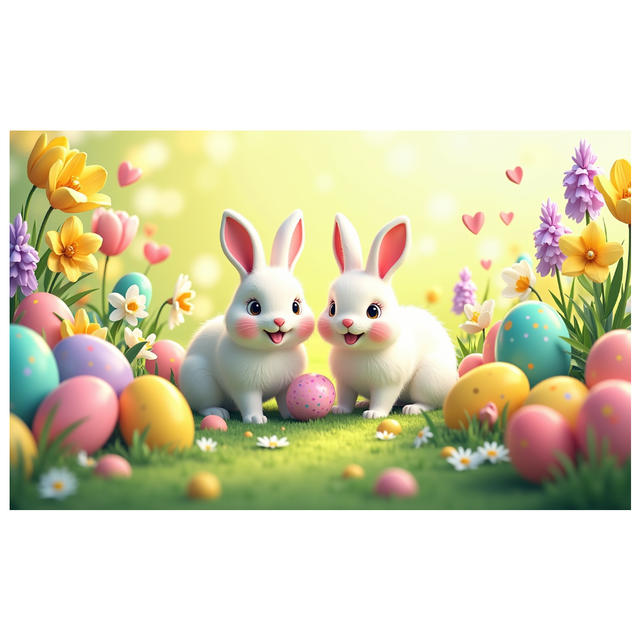 Cute Cartoon Rabbit Floral Decoration Spring Theme Backdrop Banner Birthday Party Supplies Photography Props Easter Wall Hanging Backdrop