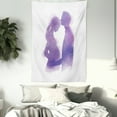 thumbnail image 3 of Kissing Tapestry, Watercolor Painted Husband Caressing His Pregnant Wife Shadowed Silhouettes, Wall Hanging for Bedroom Living Room Dorm Decor, 40W X 60L Inches, Lavender and White, by Ambesonne, 3 of 5