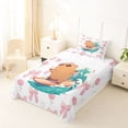 thumbnail image 5 of Erosebridal Cartoon Surfing Capybara Twin Sheet Sets,Kawaii Rodent Animal Bedding For Kids 3-Piece, 5 of 6