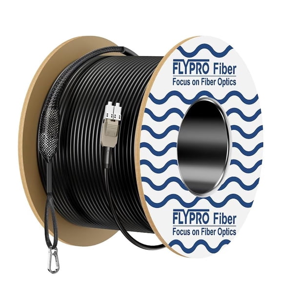 Flyprofiber- Cable De Conexión De Fibra Blindado Para Exteriores Om3 Lc A Lc Cable De Fibra Industrial Tpu Entierro Directo Dúplex Multimodo 10 Gb/40 Gb 50/125 Um Uniboot Con Kit De Ojo De Tracción Od