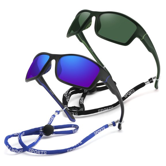 SINSPORT eyewear 2 Pack Polarized Sports Sunglasses for Men Women Unisex Cycling Fishing Running UV Protection