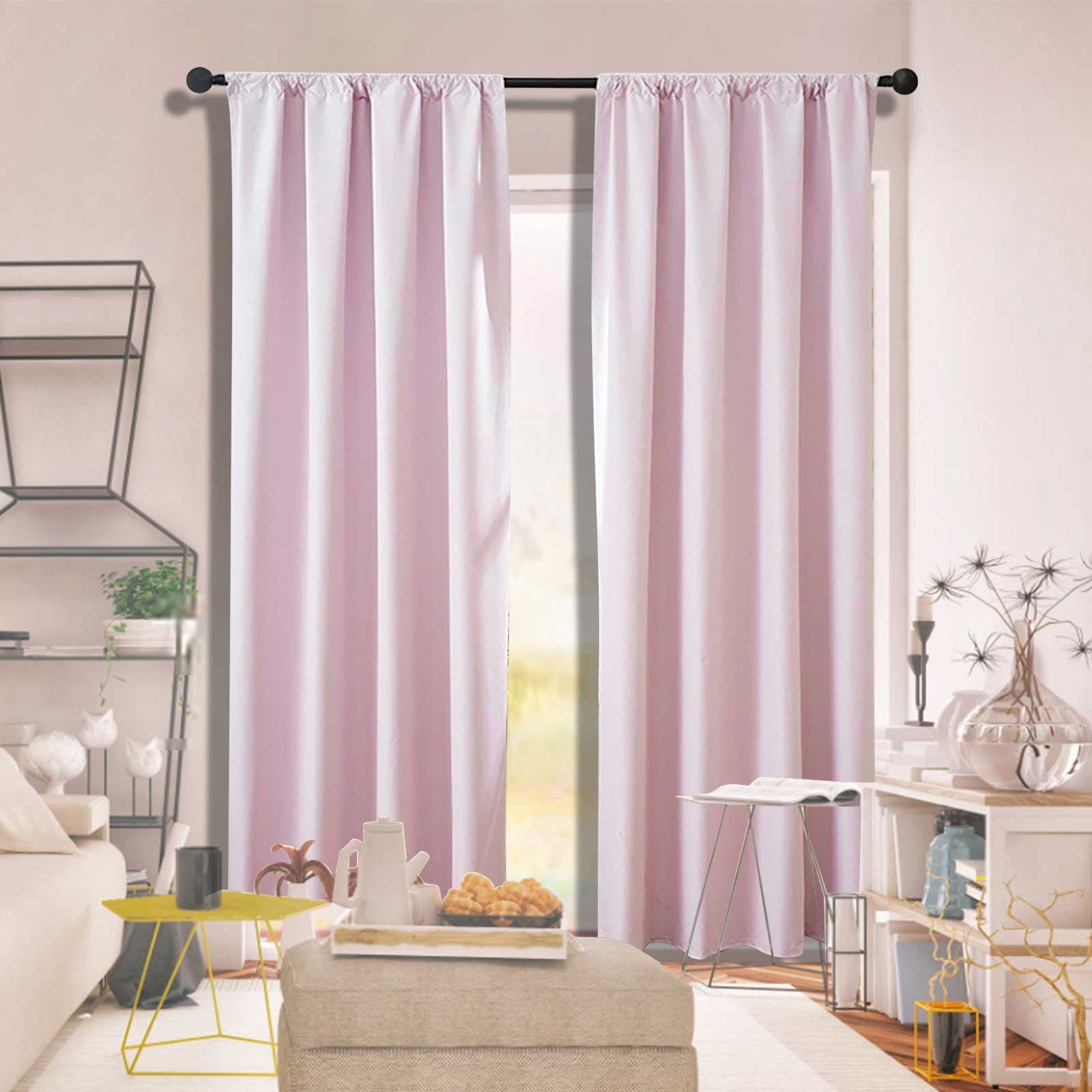 Bxaolu Blackout Curtains for Bedroom - Natural Linen Curtains 53 X 102 inch, Thermal Insulated Blackout 2 Panels Curtains Drapes, Rod Pocket, Darkening Privacy for Living Room, Pink