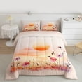 thumbnail image 2 of Manfei Natural Landscape Sunset Full Size Comforter Sets,Colorful Flower Floral Bedding Comforter Set,Orange Pink Bedding Sets For Teens,Super Cozy Room Decor Reversible,3pcs, 2 of 8