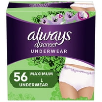 Always Discreet, Incontinence & Postpartum Underwear for Women, Maximum, Large 56 ct