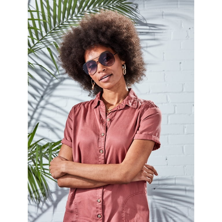 Foster Grant Women's Aviator Sunglasses, Black Smoke photo 5