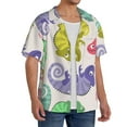thumbnail image 4 of Fotbe Cute Chameleons print Short Sleeve Button Down Shirts for Men Casual Summer Beach Wrinkle Free Shirt-Small, 4 of 7