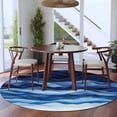 thumbnail image 3 of Round Rugs 7Ft, Navy Blue Ombre Round Area Rug Washable Indoor Throw Carpet, Modern Moire Abstract Art Luxury Large Non Slip Circle Rug for Dining Room Playroom Home Decor Aesthetic, 3 of 8