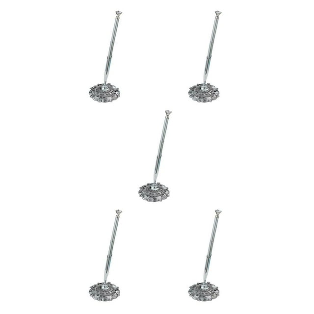 heritaly Round Gel Pens Metal Shell Wedding Decoration Ball Pen Attached To Desk Writing Tool for Hotel Counter Business Small Jewel/Silver 5Set
